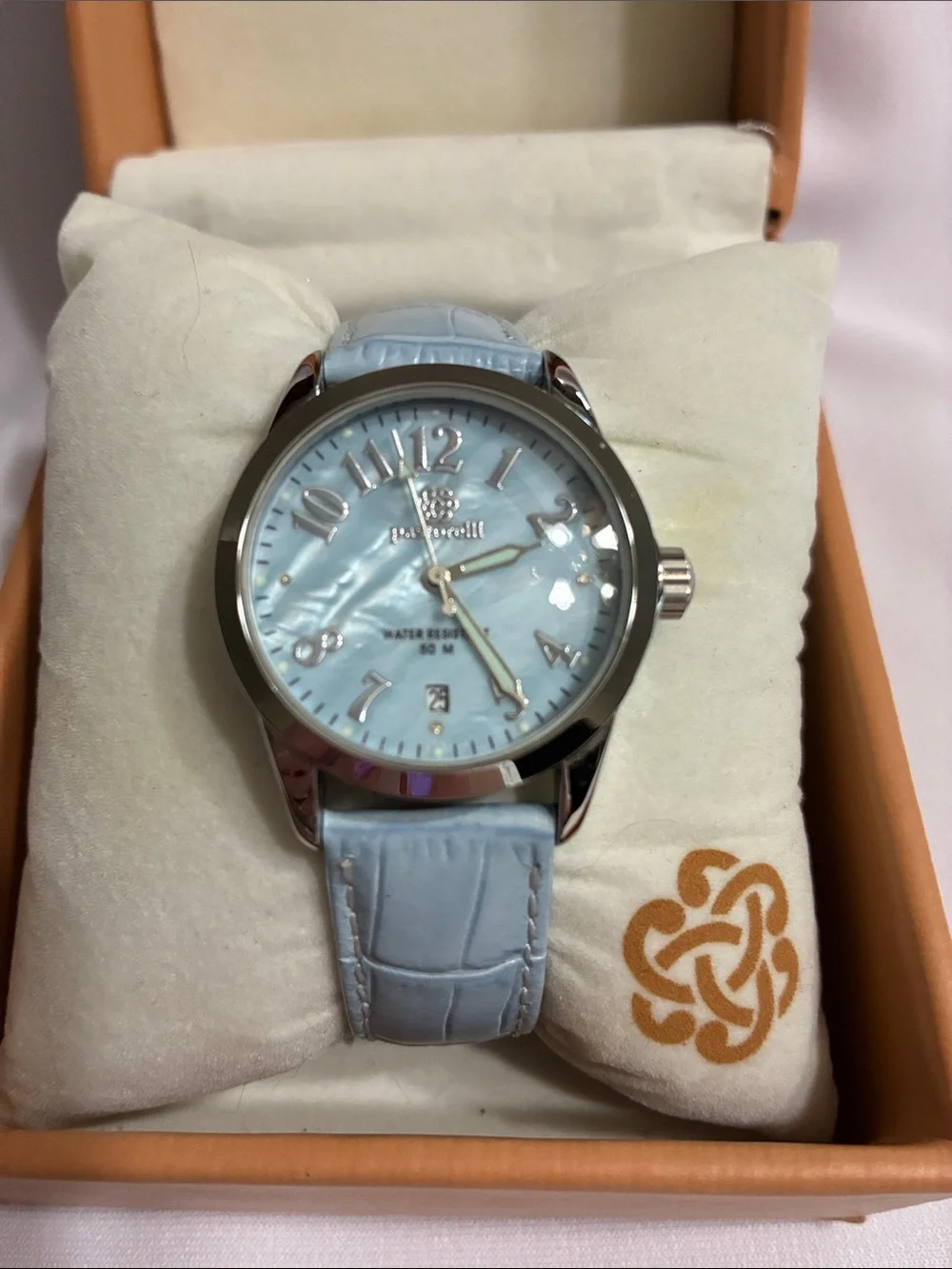Pastorelli Light Blue Women's Leather Strap Watch